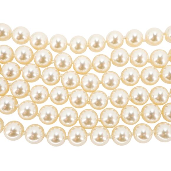 NOS - Classic Triple-Strand Faux Pearl Choker Necklace with Rhinestone Clasp - Picture 7 of 10